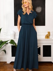 Hot Squash Blue Chiffon Maxi Dress - Image 2 of 6
