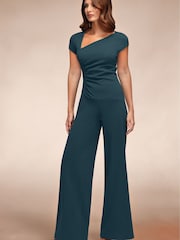 Hot Squash Blue Ruched Jumpsuit With Cap Sleeves - Image 4 of 5