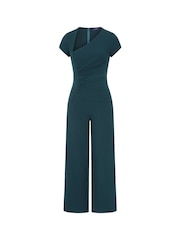 Hot Squash Blue Ruched Jumpsuit With Cap Sleeves - Image 5 of 5