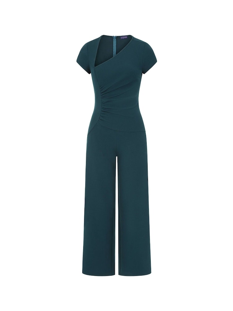 Hot Squash Blue Ruched Jumpsuit With Cap Sleeves - Image 5 of 5
