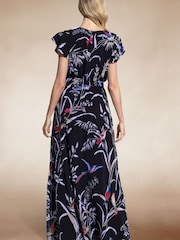 Hot Squash Elegant Mock Wrap Chiffon Maxi Dress - Bild 2 von 3