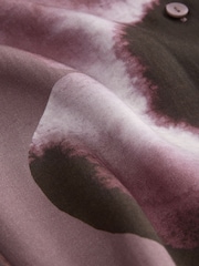 Mauve Purple Floral Print Soft Revere Collar Long Sleeve Shirt - Image 7 of 8