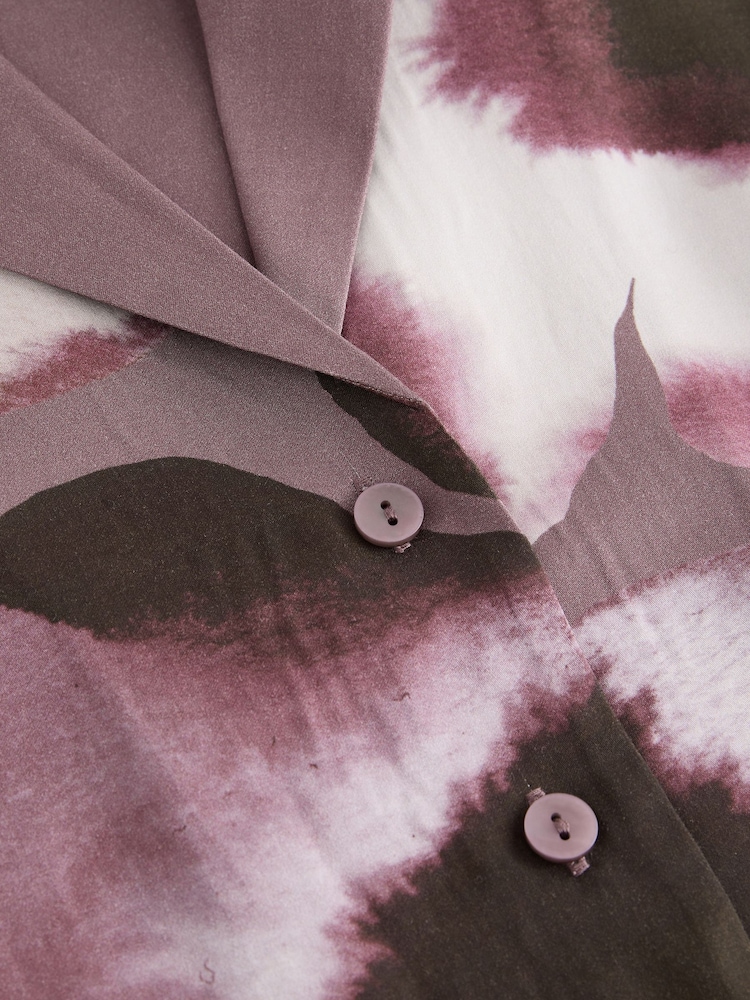 Mauve Purple Floral Print Soft Revere Collar Long Sleeve Shirt - Image 8 of 8 Mauve Purple Floral Print Soft Revere Collar Long Sleeve Shirt - Image 8 of 8