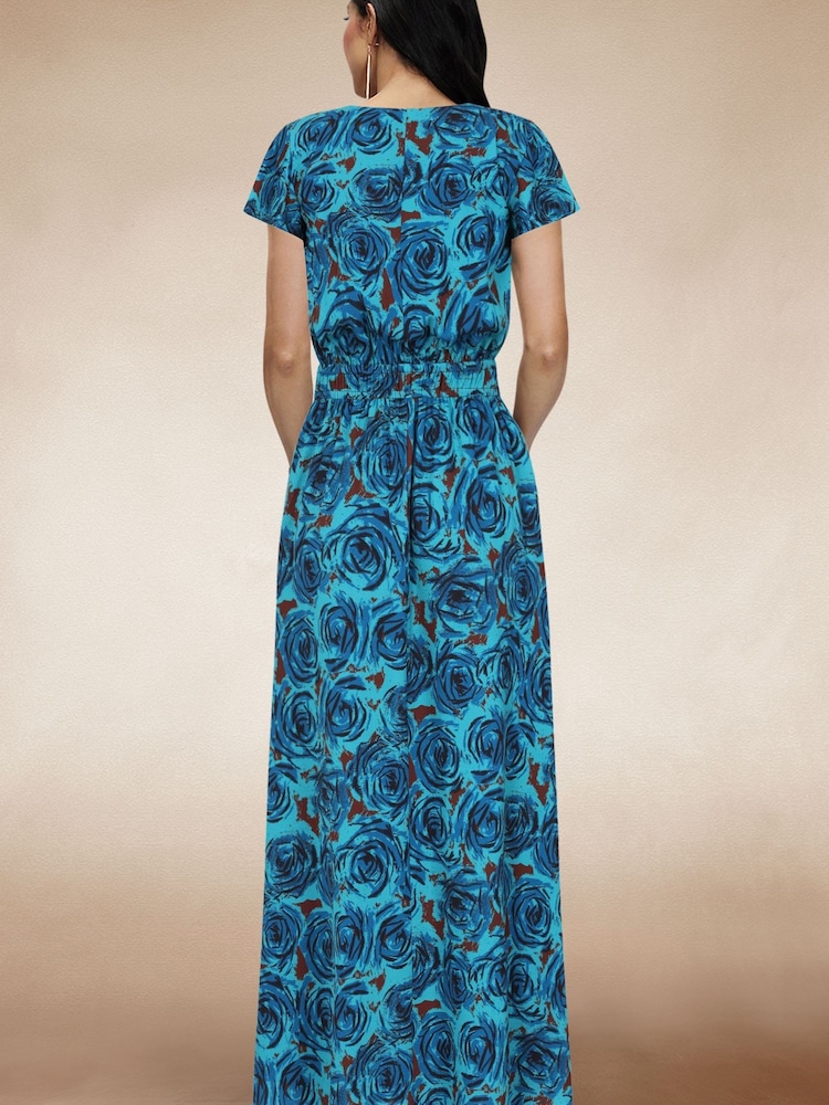 Hot Squash Chiffon Maxi Blue Dress - Image 2 of 3