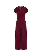 Hot Squash Red Ruched Jumpsuit With Cap Sleeves - Image 5 of 5
