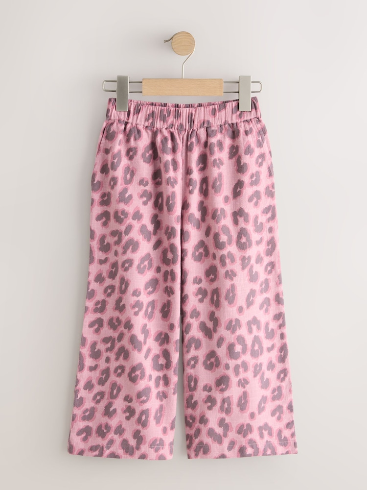 Pink Animal Print Pullon Wide Leg Trousers (3-16yrs) - Image 1 of 4