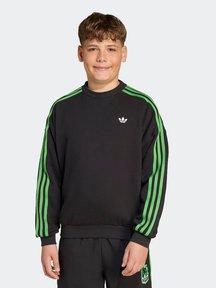 adidas Originals Black adidas Minecraft Crew Neck Sweat Top - Image 1 of 6 adidas Originals Black adidas Minecraft Crew Neck Sweat Top - Image 1 of 6