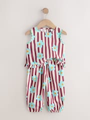 Chocolate Brown Floral Stripe Top & Cuffed Trousers Set (3mths-7yrs) - Image 2 of 5