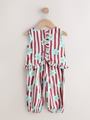 Chocolate Brown Floral Stripe Top & Cuffed Trousers Set (3mths-7yrs) - Image 3 of 5