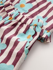 Chocolate Brown Floral Stripe Top & Cuffed Trousers Set (3mths-7yrs) - Image 4 of 5