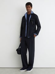 Reiss Navy Found Relaxed Fit Stretch Drawstring Trousers - Image 1 of 7