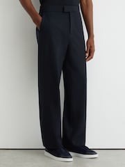 Reiss Navy Found Relaxed Fit Stretch Drawstring Trousers - Image 3 of 7