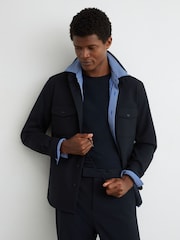 Reiss Navy Found Relaxed Fit Stretch Drawstring Trousers - Image 4 of 7