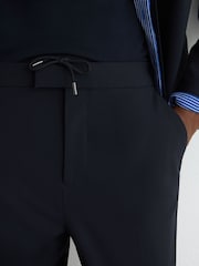Reiss Navy Found Relaxed Fit Stretch Drawstring Trousers - Image 5 of 7