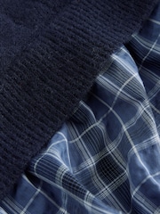 Laura Ashley Navy Check Knitted 2-in-1 Tie Neck Maxi Dress - Image 8 of 9