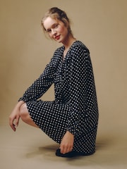 Laura Ashley Dancing Dot Spot Ruffle Mini Dress - Bild 3 von 7