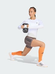 adidas Brown Optime Workout 3-Stripes Short Leggings 6 inch - Image 2 of 5