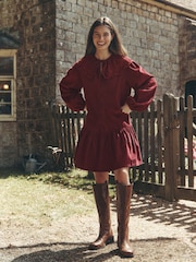 Laura Ashley Cord Embroidered Statement Scalloped Collar Tea Dress - Kuva 1 / 7