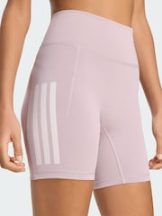 adidas Purple Optime Workout 3-Stripes Short Leggings 6 inch - Image 1 of 5