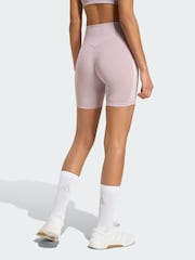 adidas Purple Optime Workout 3-Stripes Short Leggings 6 inch - Image 2 of 5