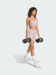 adidas Purple Optime Workout 3-Stripes Short Leggings 6 inch - Image 3 of 5