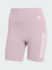 adidas Purple Optime Workout 3-Stripes Short Leggings 6 inch - Image 5 of 5