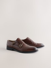 酒紅 - Double Monk Leather Shoes - 圖片 3/7
