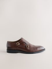 酒紅 - Double Monk Leather Shoes - 圖片 4/7