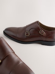 酒紅 - Double Monk Leather Shoes - 圖片 5/7