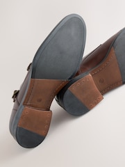 酒紅 - Double Monk Leather Shoes - 圖片 7/7