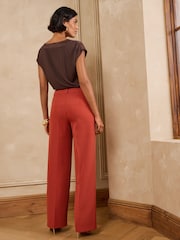 Love & Roses Rust Brown Wide Leg Trousers - Image 4 of 4
