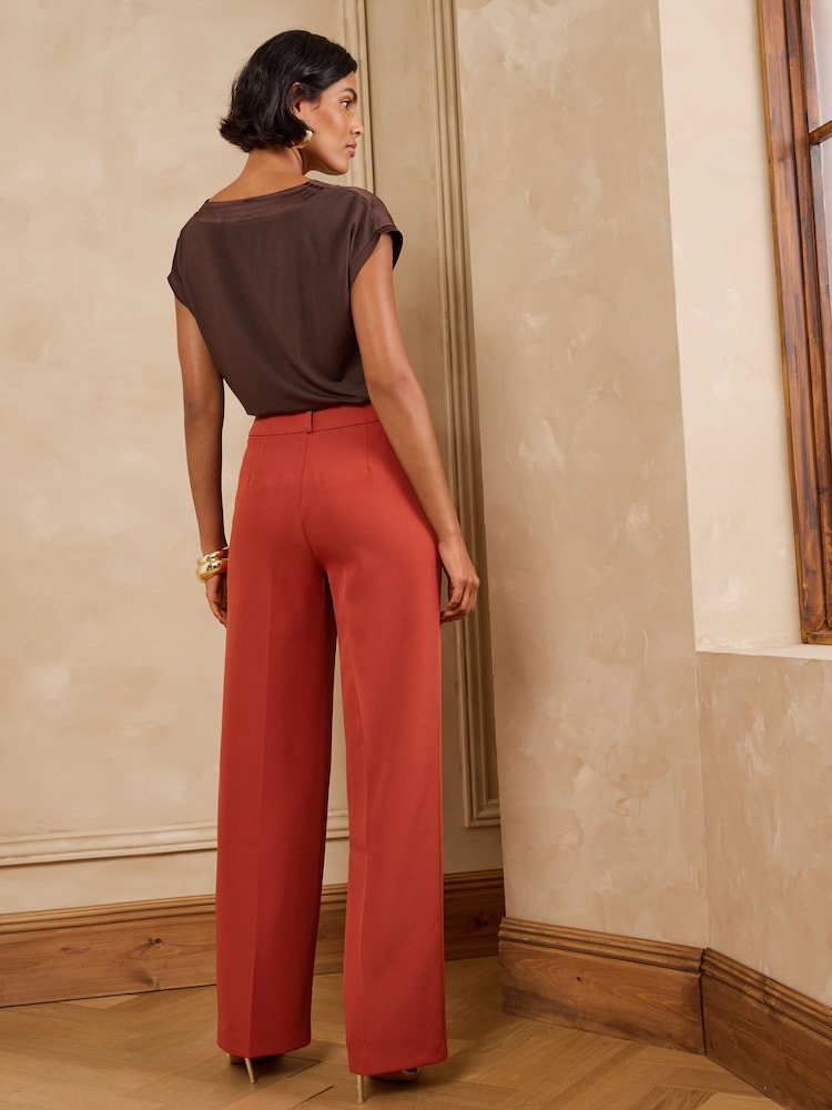 Love & Roses Rust Brown Wide Leg Trousers - Image 4 of 4 Love & Roses Rust Brown Wide Leg Trousers - Image 4 of 4