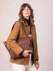 Lakeland Leather Brown Waverton Woven Tote Bag - Image 1 of 8