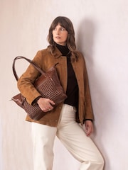 Lakeland Leather Brown Waverton Woven Tote Bag - Image 3 of 8
