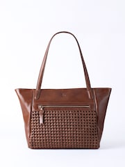 Lakeland Leather Brown Waverton Woven Tote Bag - Image 4 of 8
