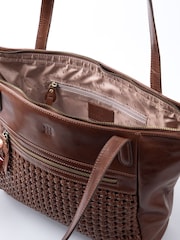 Lakeland Leather Brown Waverton Woven Tote Bag - Image 6 of 8