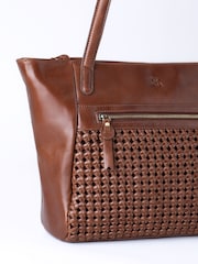 Lakeland Leather Brown Waverton Woven Tote Bag - Image 7 of 8