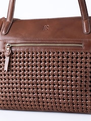 Lakeland Leather Brown Waverton Woven Tote Bag - Image 8 of 8