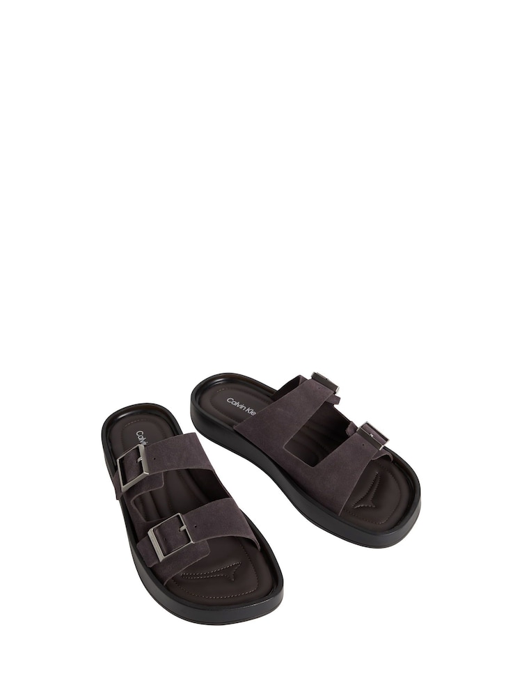 Calvin Klein Brown Double Strap Sandals - Image 2 of 4