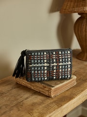 Radley Black The Camden Raffia Check Pouch - Image 1 of 5