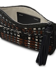 Radley Black The Camden Raffia Check Pouch - Image 4 of 5