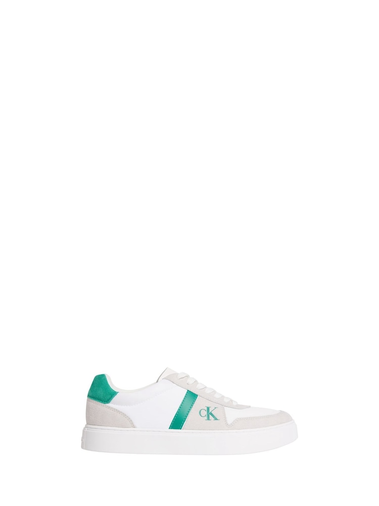 Calvin Klein White Leather Signature Logo Trainers - Image 1 of 4