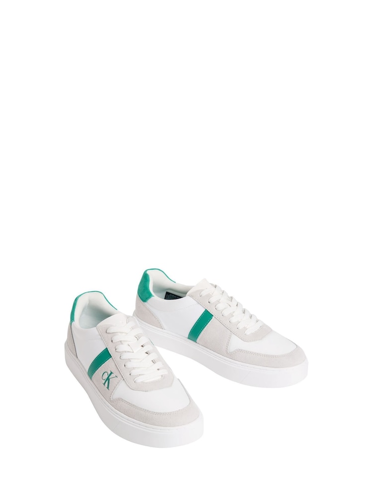 Calvin Klein White Leather Signature Logo Trainers - Image 2 of 4