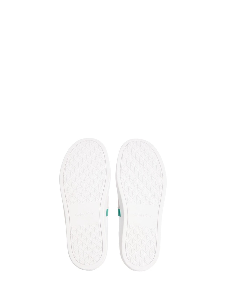 Calvin Klein White Leather Signature Logo Trainers - Image 4 of 4