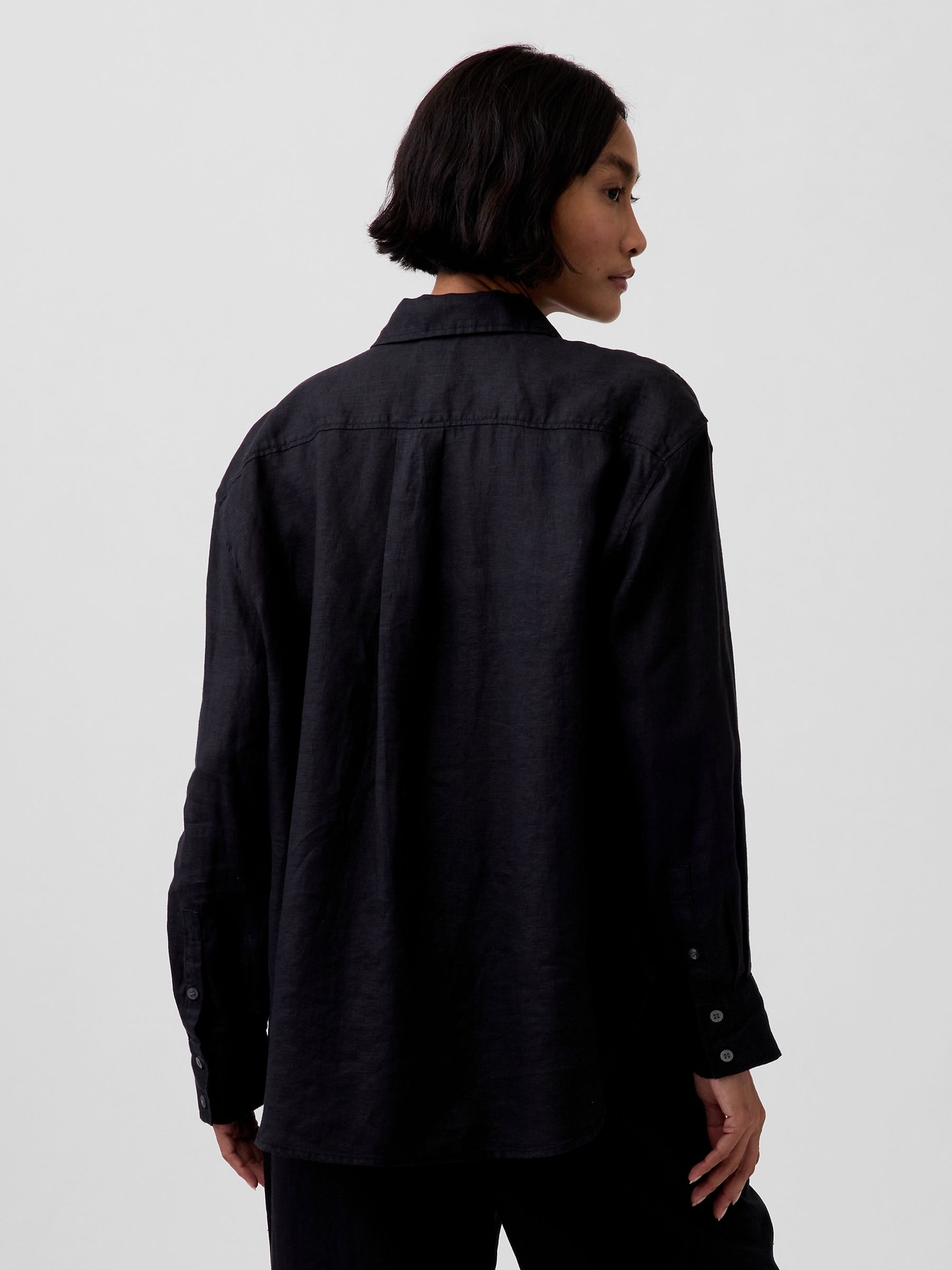 Buy Gap Black Linen Oversized Shirt from the Next UK online shop