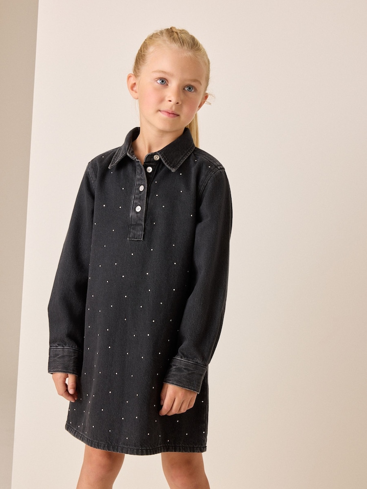 Black Denim Shirt Dress (3-16yrs) - Image 1 of 8
