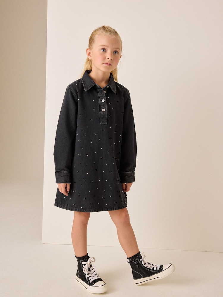 Black Denim Shirt Dress (3-16yrs) - Image 2 of 8