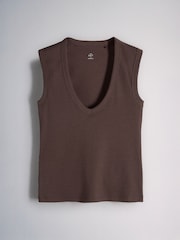 The Set 5 Pack Deep V-Neck Ribbed Vests Pink/Rust/Brown/White - Image 2 of 8