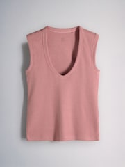 The Set 5 Pack Deep V-Neck Ribbed Vests Pink/Rust/Brown/White - Image 4 of 8