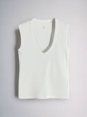 The Set 5 Pack Deep V-Neck Ribbed Vests Pink/Rust/Brown/White - Image 6 of 8